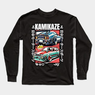 Distressed Retro Comic Book Kamikaze Japanese JDM Long Sleeve T-Shirt